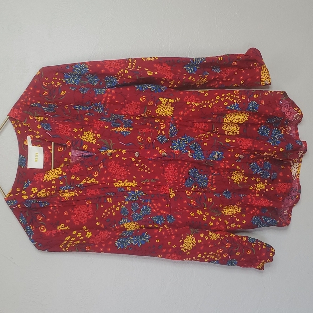 Anthropologie Maeve Floral Button Front Blouse Size XS